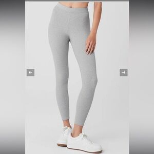 ALO Women’s Gray Ribbed High-Waist 7/8 Blissful Legging Sz XS